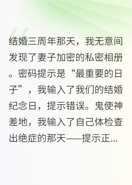 妻子有个秘密相册，密码是我死期