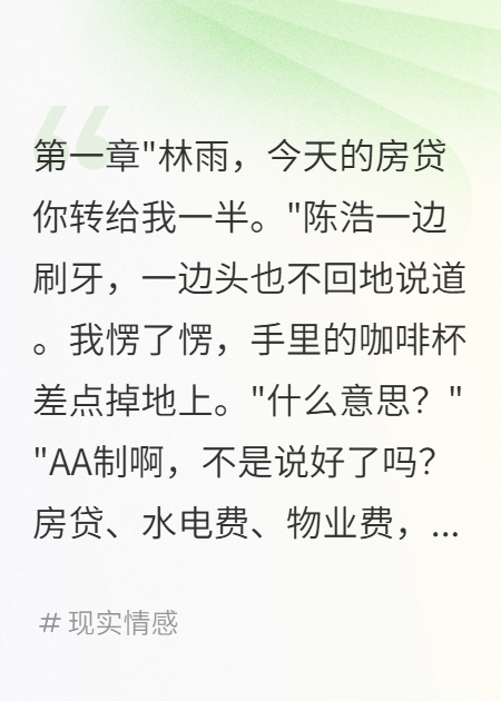 老公AA制三個月后接公婆養(yǎng)老我離婚他崩潰了