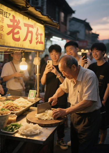 老万的“网红”凉皮摊