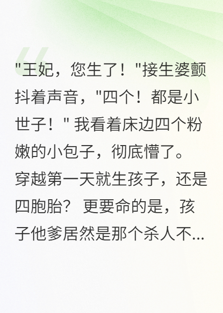 穿越首日產(chǎn)四子，攝政王跪求復(fù)寵