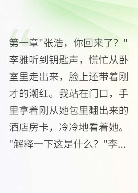 妻子出轨三年，竟是为了夺我公司完整篇章
