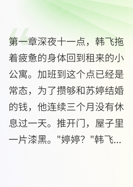 什么作品的主角叫韩飞苏婷赵磊？