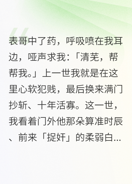 《重生后，我将表哥和他心上人锁死》书荒必看