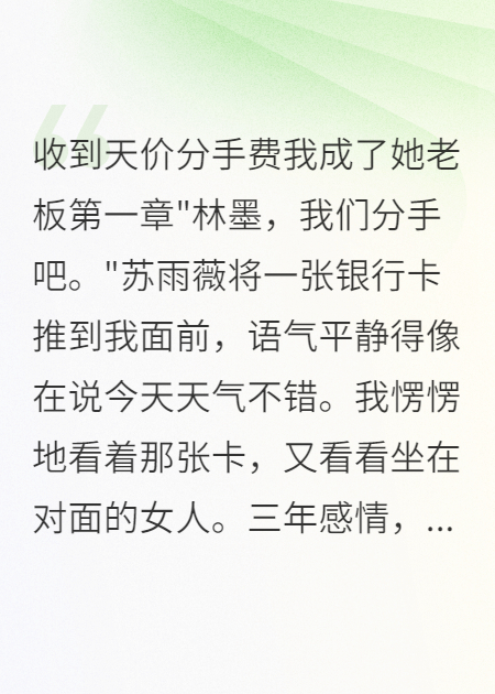 收到天價(jià)分手費(fèi)我成了她老板
