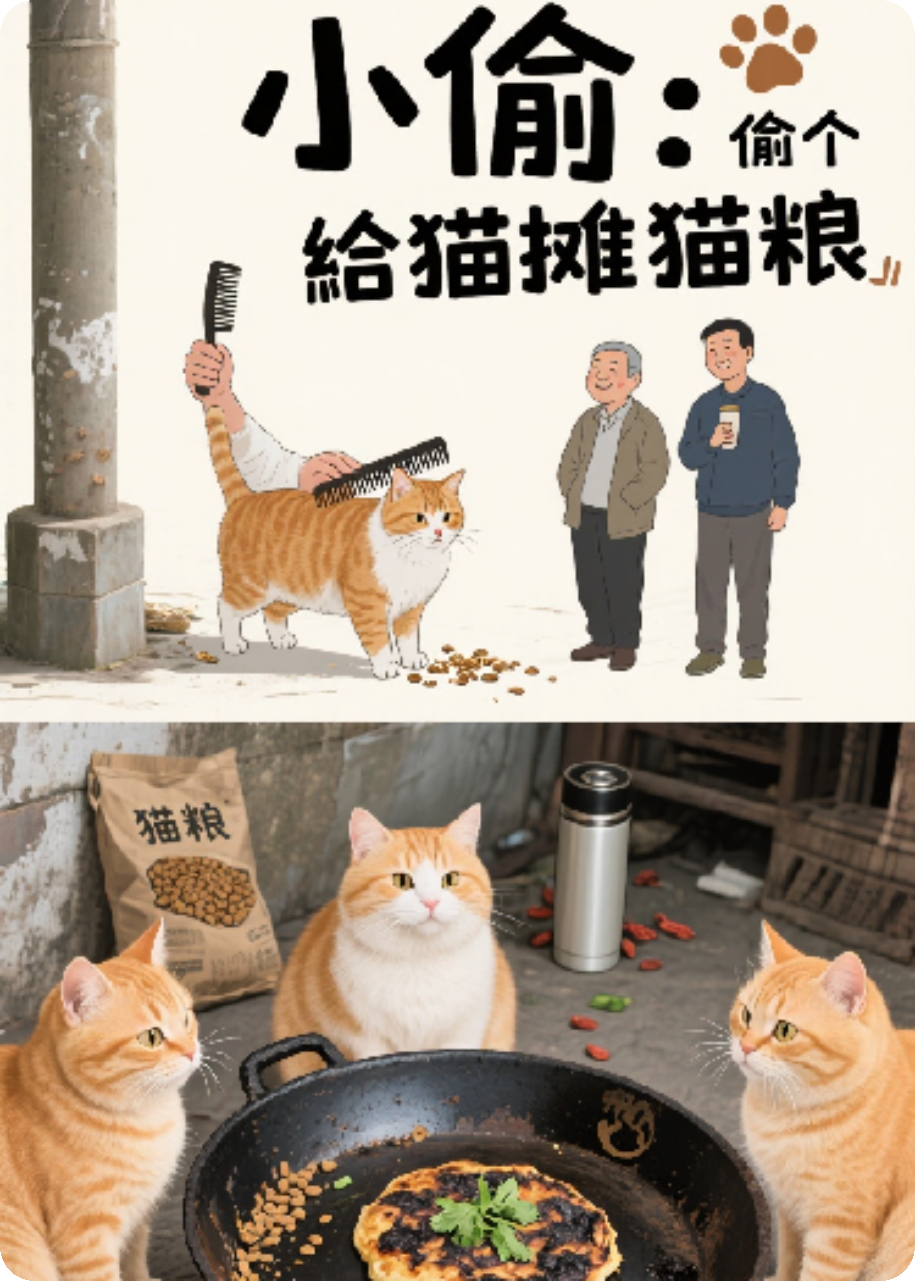 偷个煎饼鏊子给猫摊猫粮