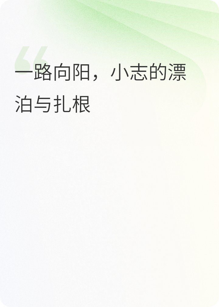 一路向阳，小志的漂泊与扎根